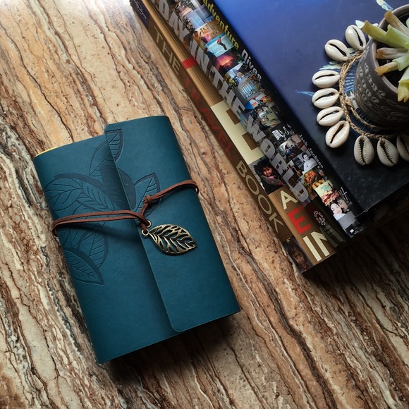 Other - NWOT faux leather bound leaf print wrap notebook